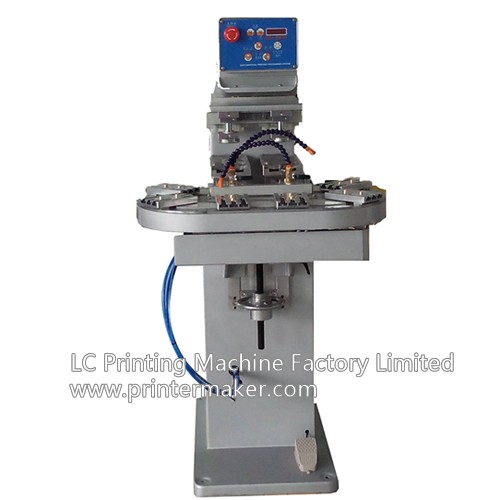 Máquina de tampografía de 2 colores con cinta transportadora y tazas de tinta Máquina de tampografía de 2 colores con cinta transportadora y tazas de tinta