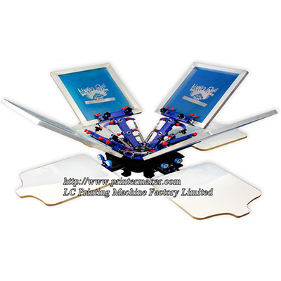 Prensa de serigrafía de sobremesa 4 colores 4 estaciones para camisetas